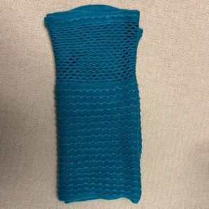 Echo Teal Knit Tube Scarf